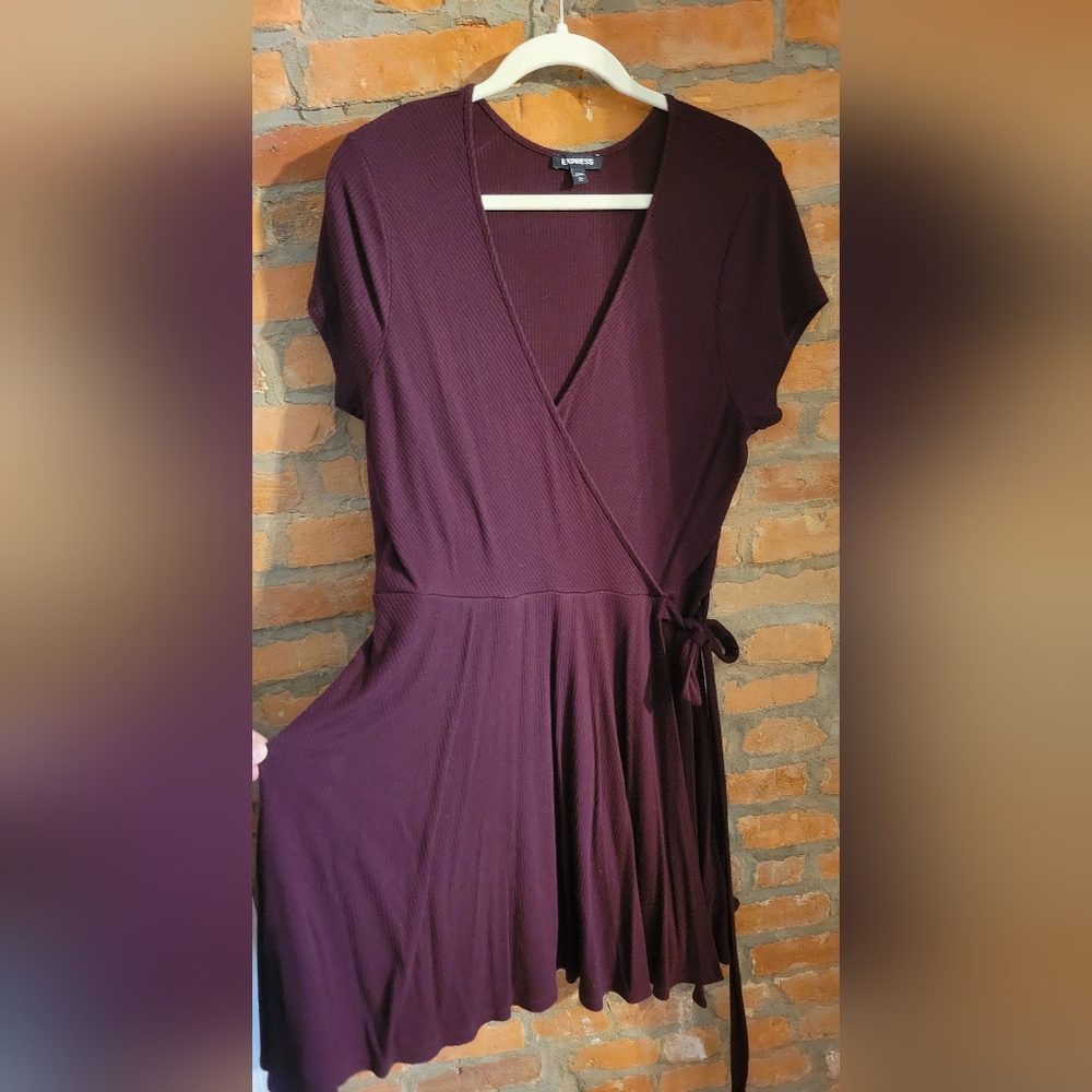 Maroon jersey wrap dress